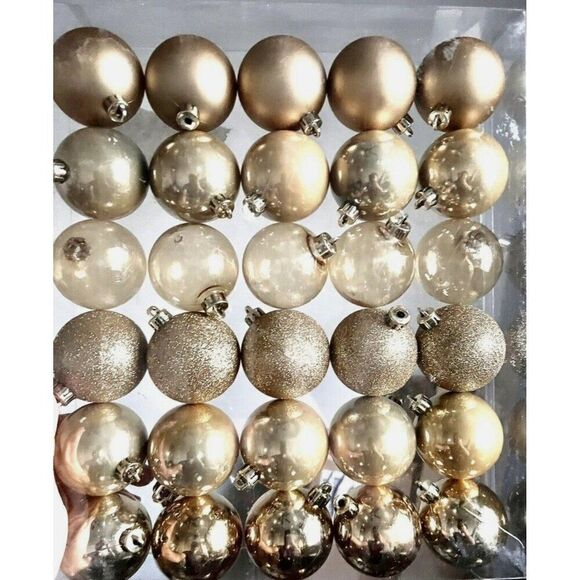 Holiday Lane Set of 30 Assorted Gold Shatterproof Ball Ornaments - Picture 3 of 3